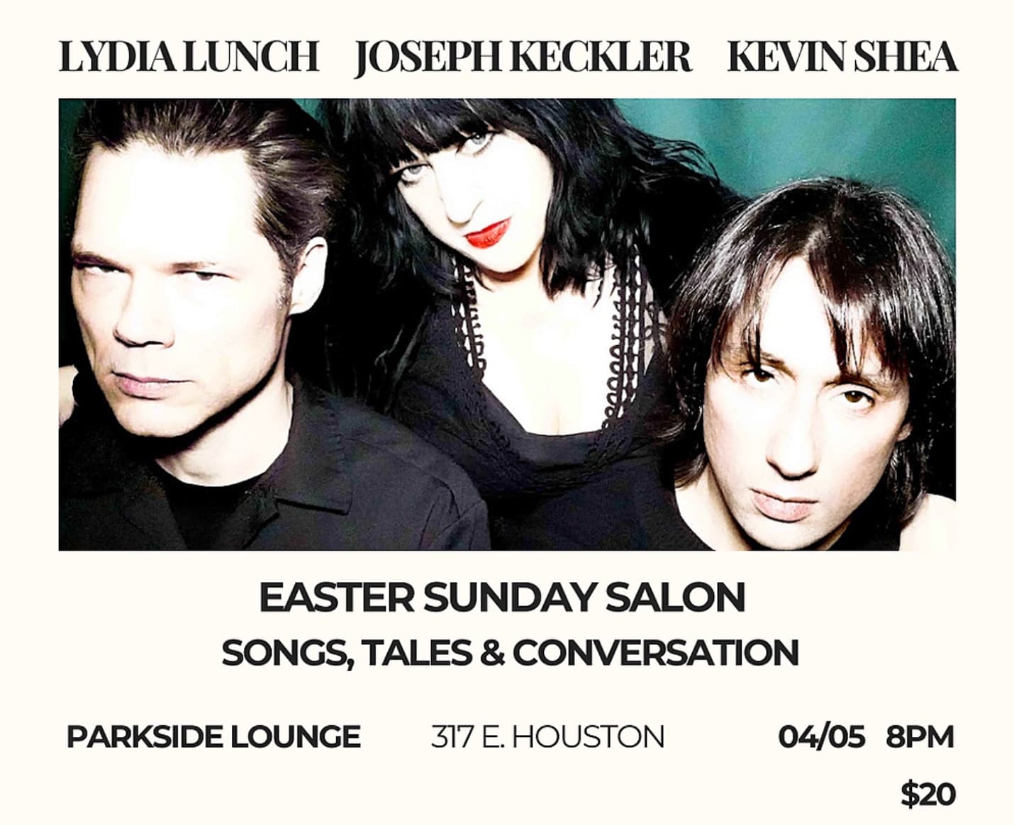 Lydia Lunch, Joseph Keckler, & Kevin Shea: Easter Sunday Salon