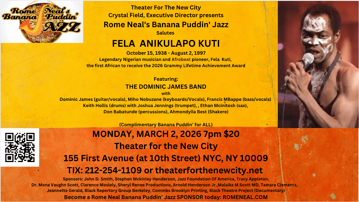 Rome Neal’s Banana Puddin’ Jazz 2026-02-23March 2Monday, March 2, 2026 at 7